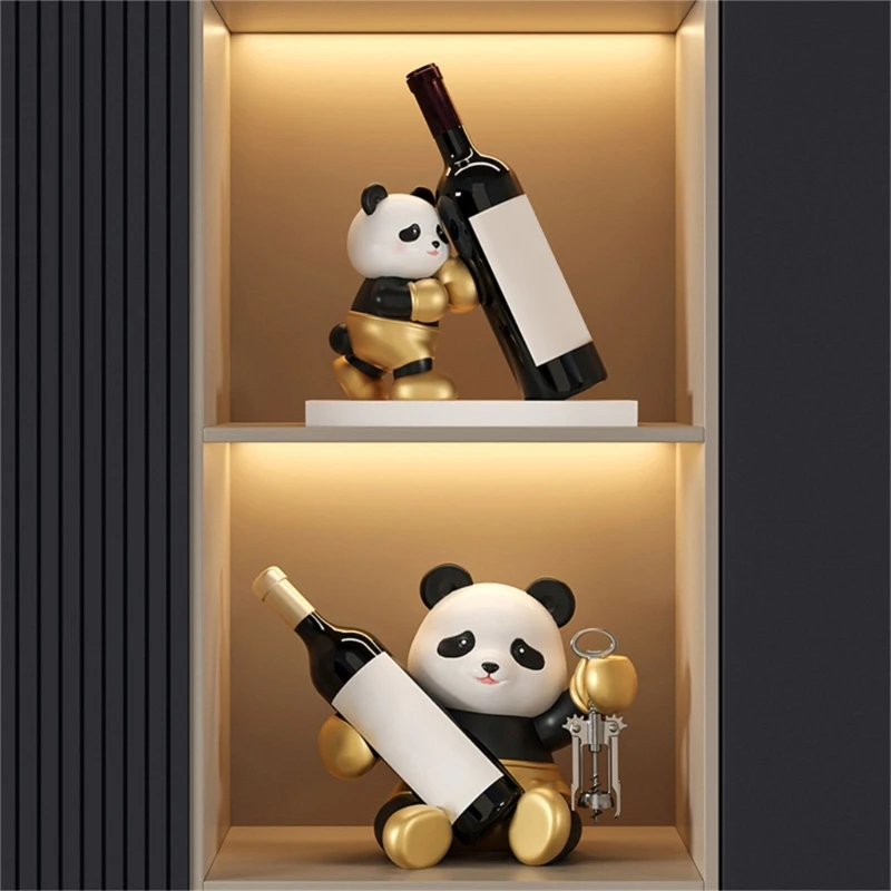 M17D Panda Wine Bottle Holders Panda Wine Rack Adds Artistic Touch To Living Room Office Decoration Wine Gift for Women