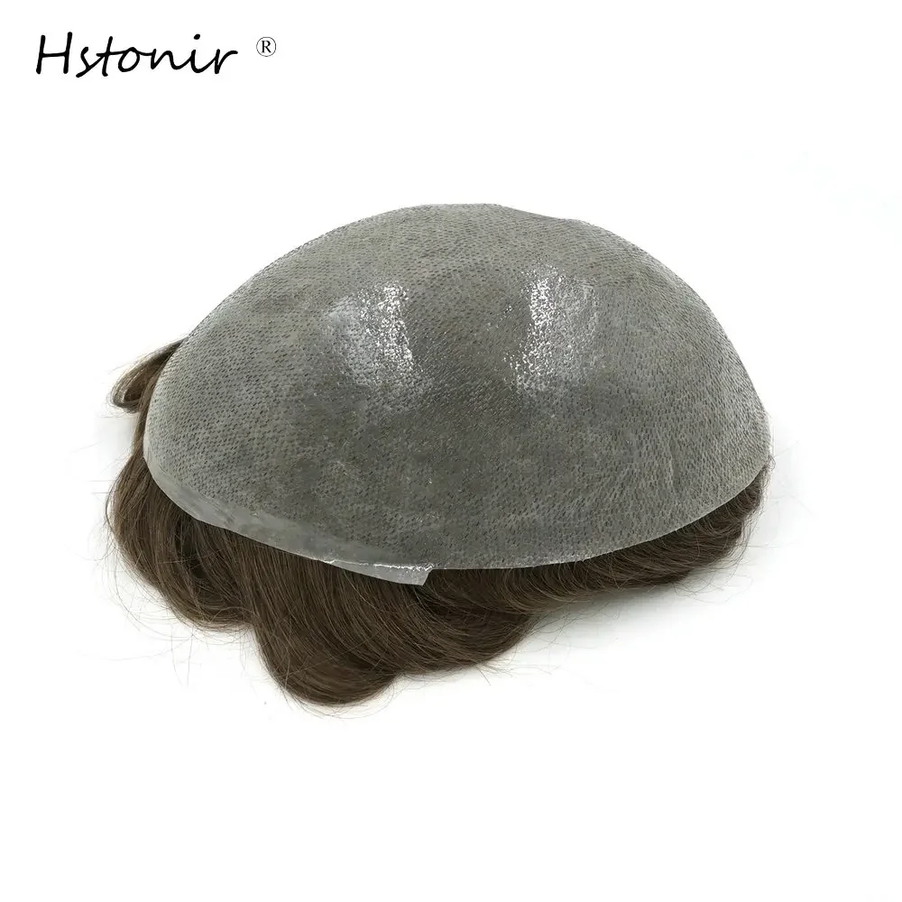 

Hstonir Human Hair Men Wig Disposable Toupee Replacement Super Thin Skin System Indian Remy Hair Topper H078