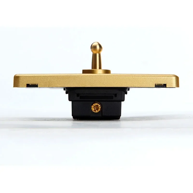 High Quality 86 Type Retro Champagne Gold Wall Lamp Brass Toggle Switch 1-4 Gang 2 Way Single Dual Control Light Switch 10A 220V