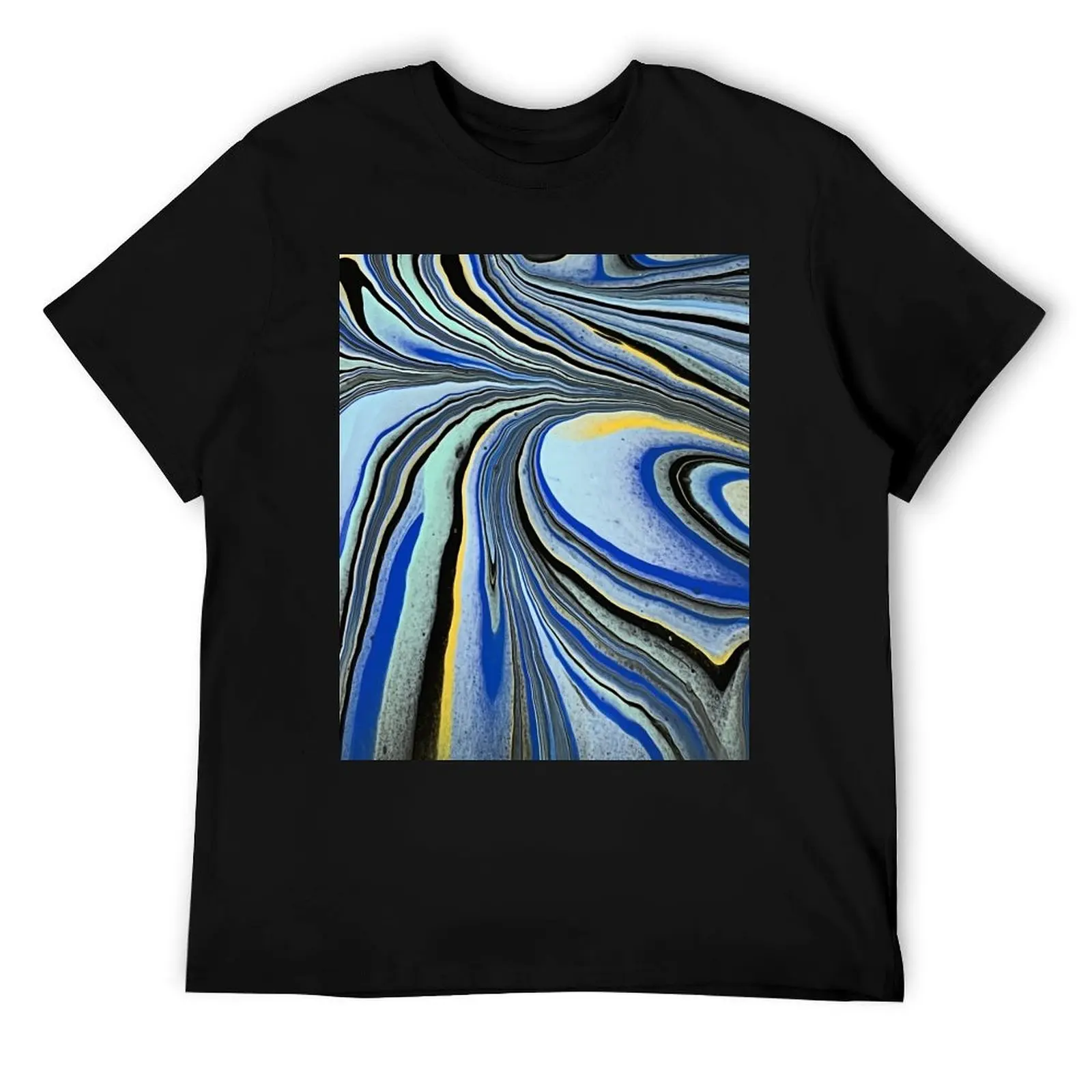 

Blue, black and yellow marble pour T-Shirt man t shirt cotton high quality t shirts cotton 100% man tshirt T-Shirt