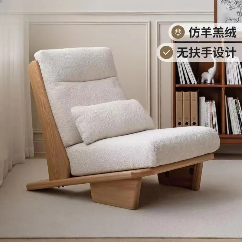 New solid wood thickened sofa chair, new Chinese style leisure high backrest single sofa