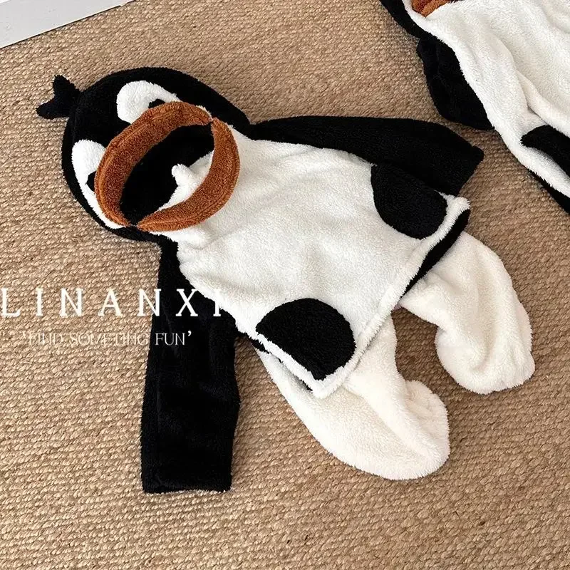 2024 New Home Clothes Boys Girls Clothes Boutique Kids Homewear Cute Penguin Set Baby Warm Sets Children Autumn Winter Clothing