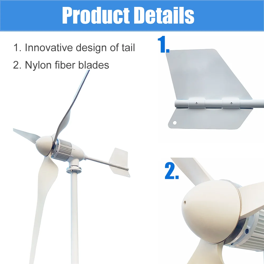 5000W Wind Turbine Generator 24V 48V 96V Generator Power Windmill With Mppt Controller Off Grid System Home Appliance Camping