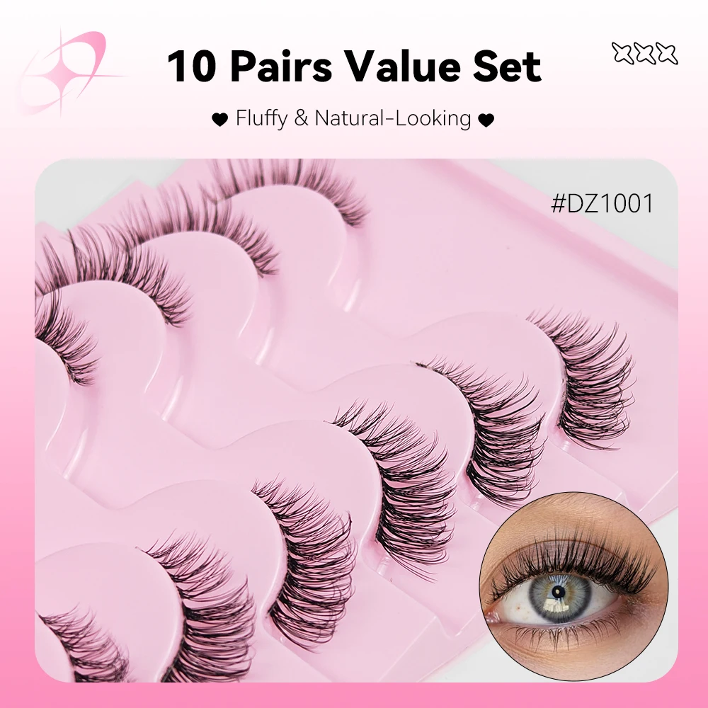 7/10 pares naturais longos e fofos cílios postiços finos cílios 3d segmentados cílios postiços cílios compõem