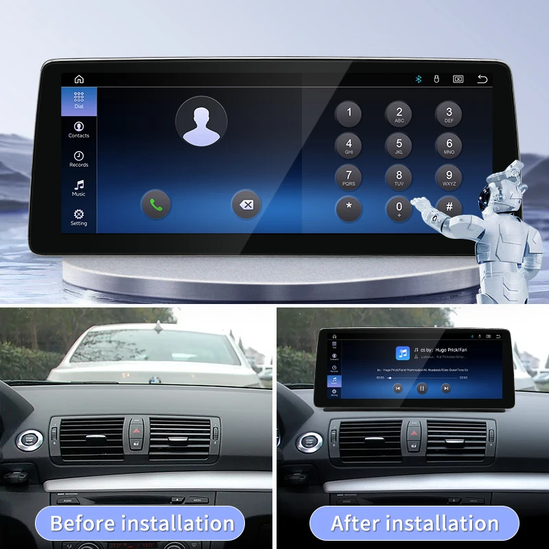 STWEI 12.8inch 2400*900 HD Display Screen For BMW 1 Series E87 E81 E82 E88 Wireless Carplay Android Auto Car Multimedia Players