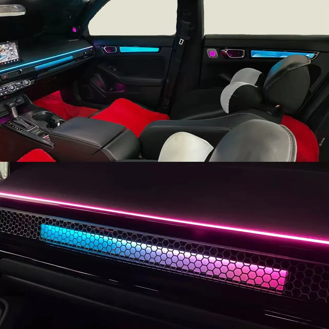 64 Color Car Ambient Light for Honda Civic 11th 2022-2025 Symphony Crystal Style Interior Lighting Systems for Upgrade