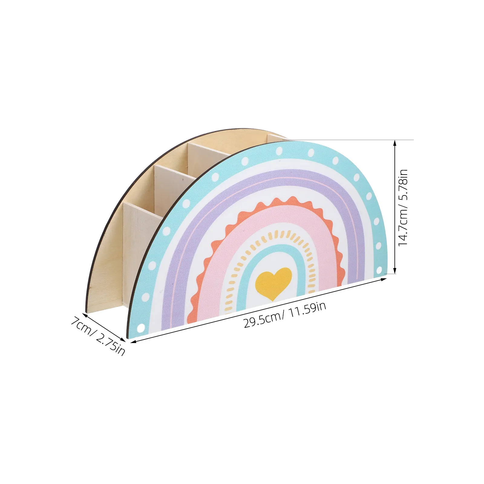 Wooden Wooden Pen Holder Decorative Desk Organizer Rainbow Storage Desktop Office Classroom Pencil