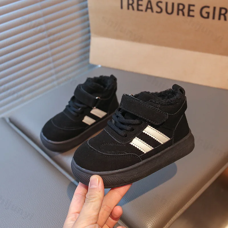 الأطفال حذاء من الجلد 2025 الشتاء الفتيات الفتيان القطن الثلوج أحذية أطفال موضة أفخم أحذية قطنية دافئة طفل مكافحة ركلة حذاء الثلوج