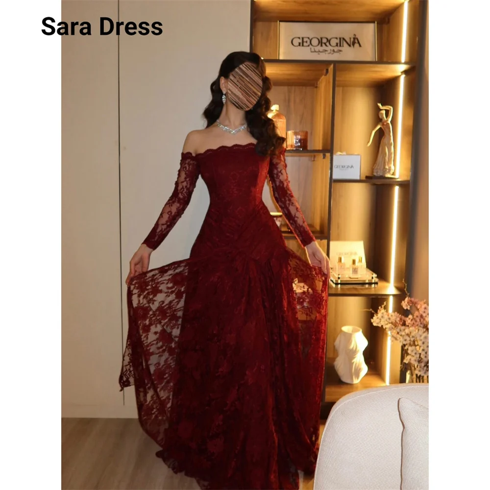 

Sara Custom Red Lace A-line Off-shoulder Formal & Evening Gowns Dresses for Women Party Prom Dresses 2026 Luxury Prom Gala Dress