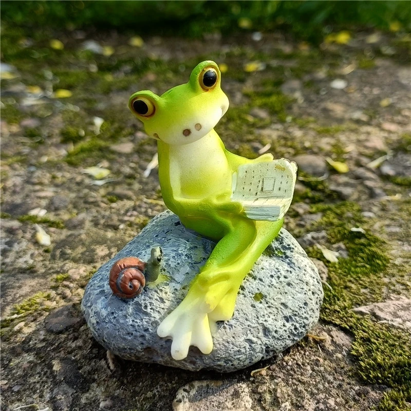 Funny Explorer Frog Miniature Rustic Resin Joyride Snail Figurine Bird Bonsai Decor Micro Landscape Fairy Garden Ornament Turtle