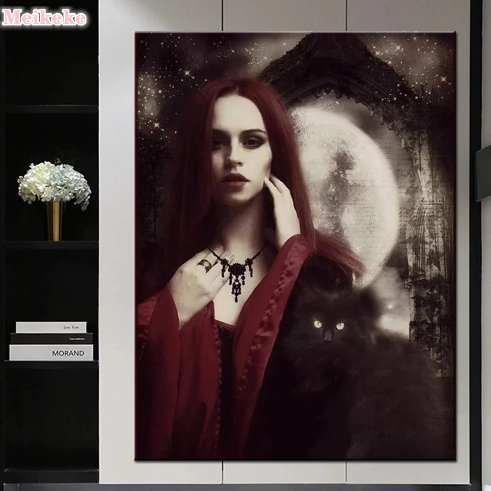 5D Diy Gothic Diamond Painting Kit Vampire Woman Full Diamond Embroidery Diablo Picture Mosaic Cross Stitch Art Home Decor Gift