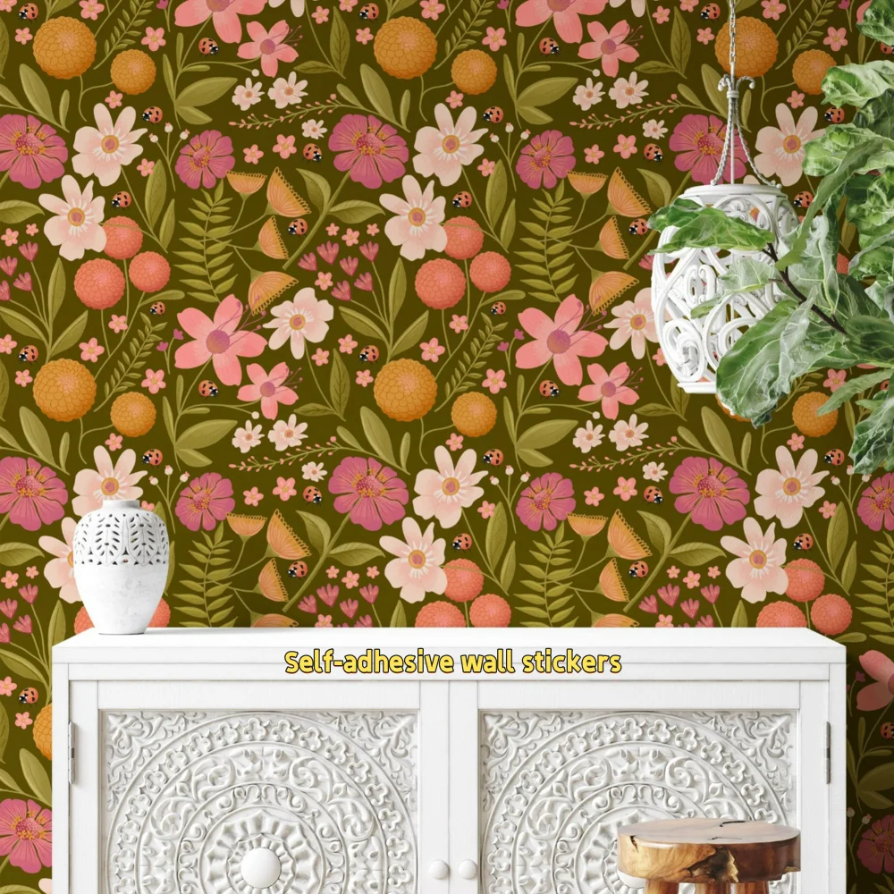 Sunflower Pink Summer Hummingbird Floral Wallpaper Easy To Peel And Stick Waterproof Self Adhesive Removable Mural Decoration