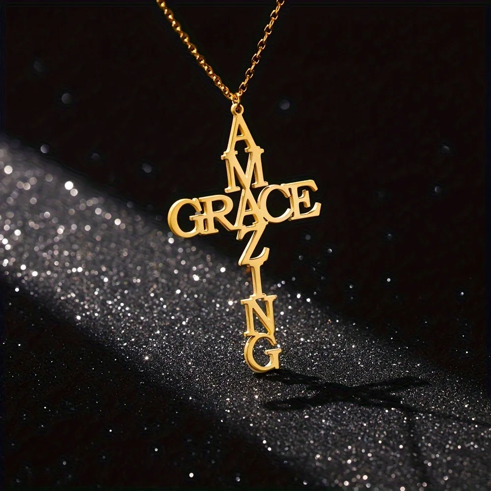 

Customized Cross Name Necklace For Women Men Charm Punk Stainless Steel Custom Cross Pendant Necklace Personalized Jewelry