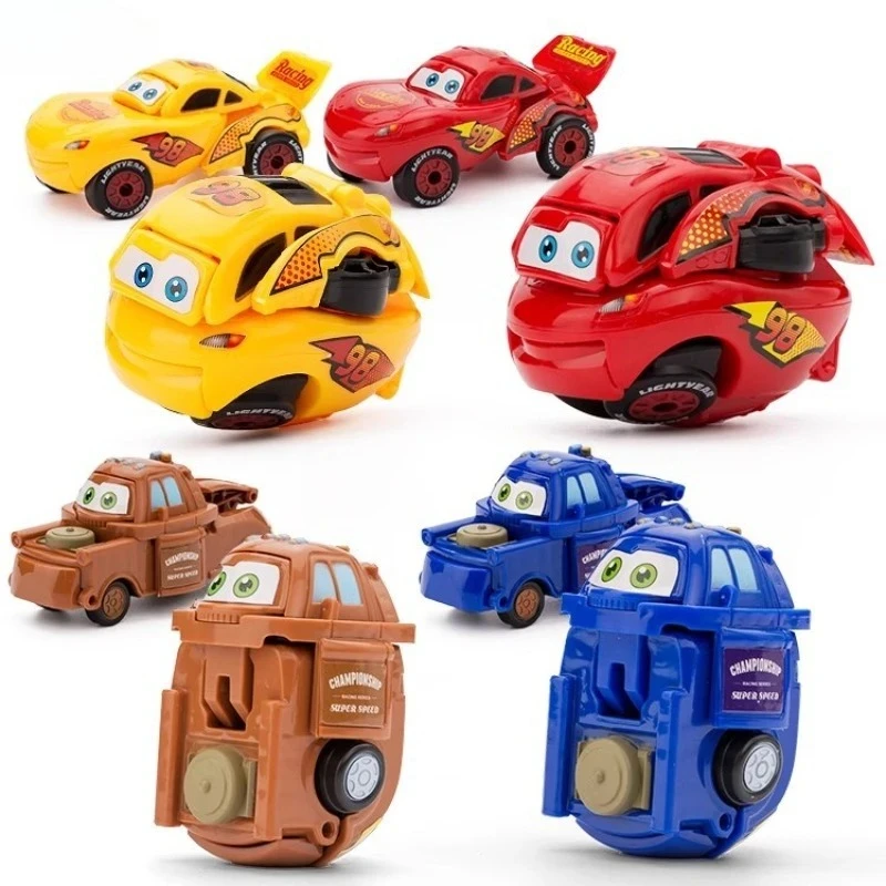 

4pcs Anime DSN ToyStory Ars Action Figure Transforming Car Lightning Mcqueen Children Racing Car Model Toys Deformed Egg Gifts