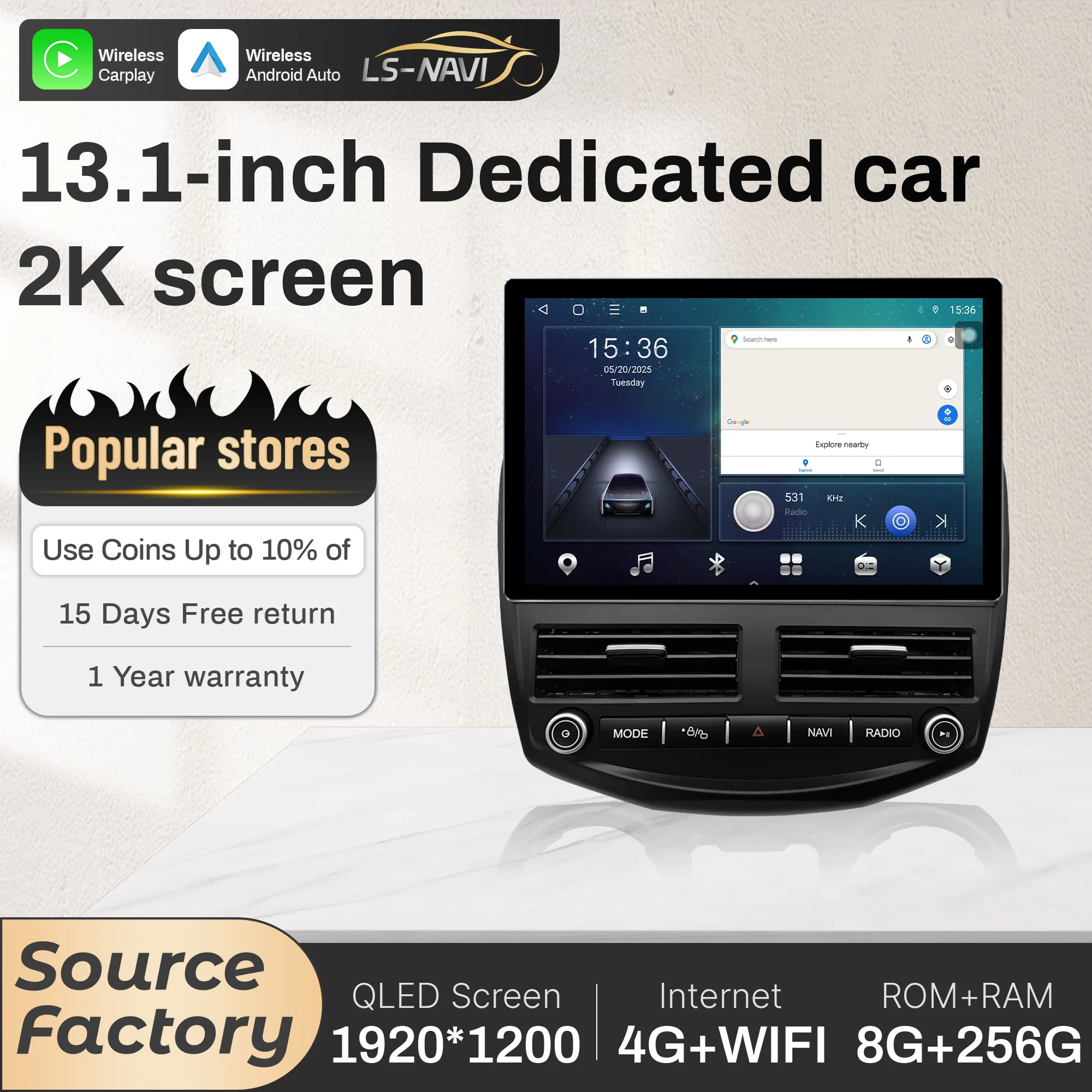 

13.1” For Ford Focus 3 Mk3 2011 2012 2013 2014 2015 2016 2019 Car Radio WirelessCarplay GPS Multimedia Touch QLED Screen Stere