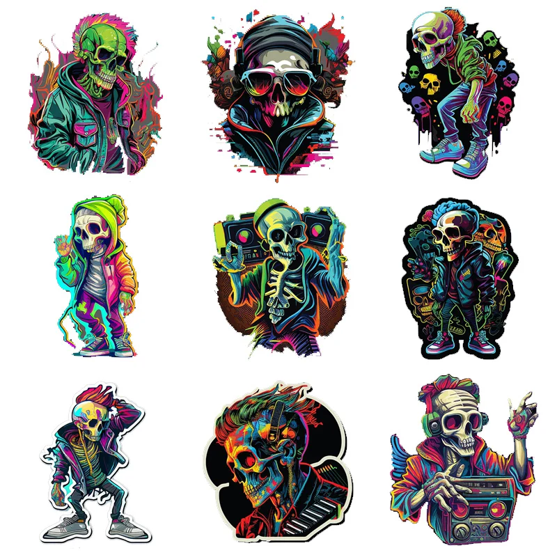 Skull T-Shirt Design Sticker Fashion Color DTF Iron Transfer Patch T-Shirt Hoodie DIY Painted Patch Waterproof