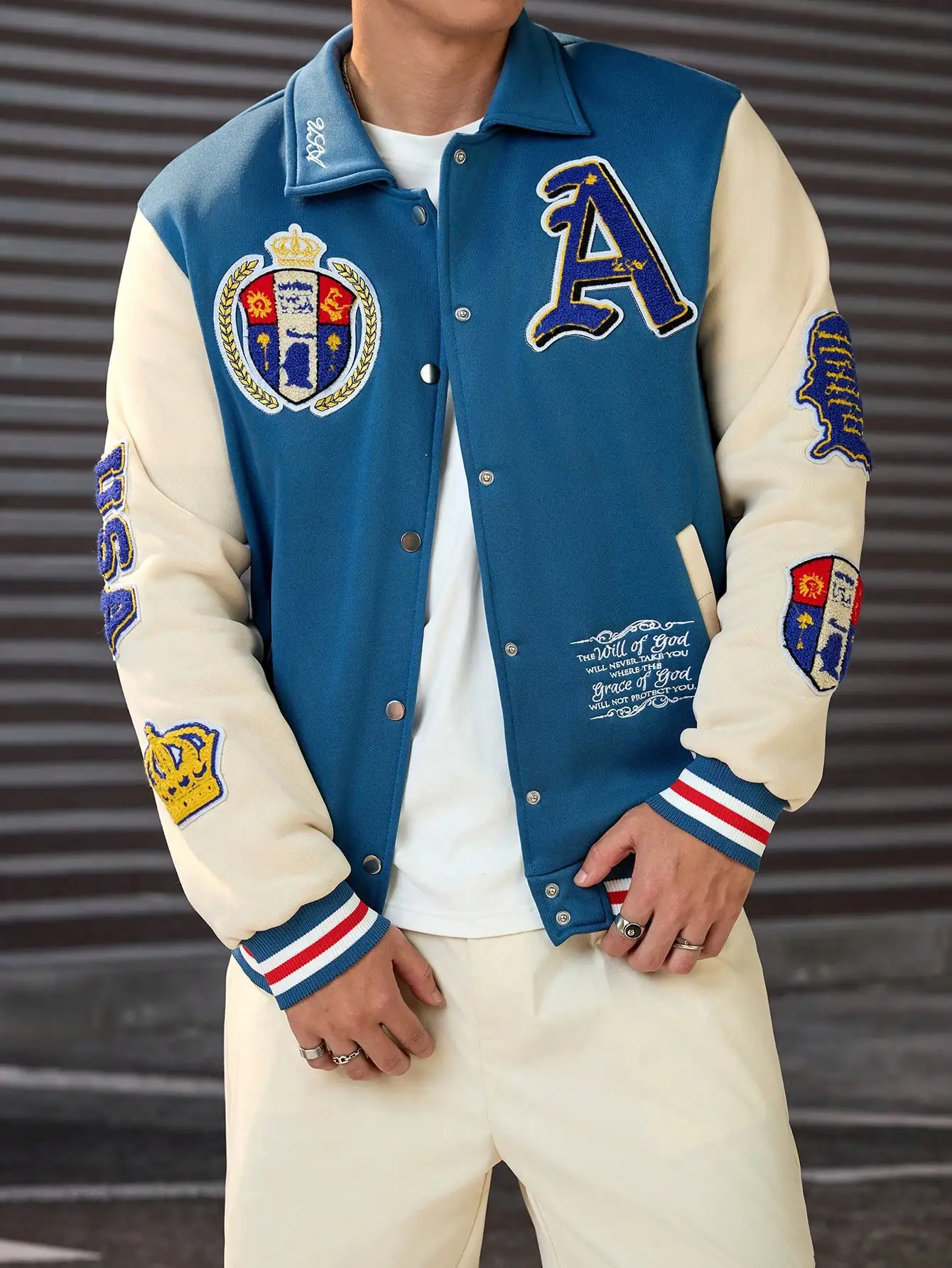 Jaqueta de Beisebol Masculina DIYIE, Casaco Bomber de Manga Longa, Jaqueta Varsity Masculina, Jaquetas de Beisebol Personalizadas para Homens e Mulheres