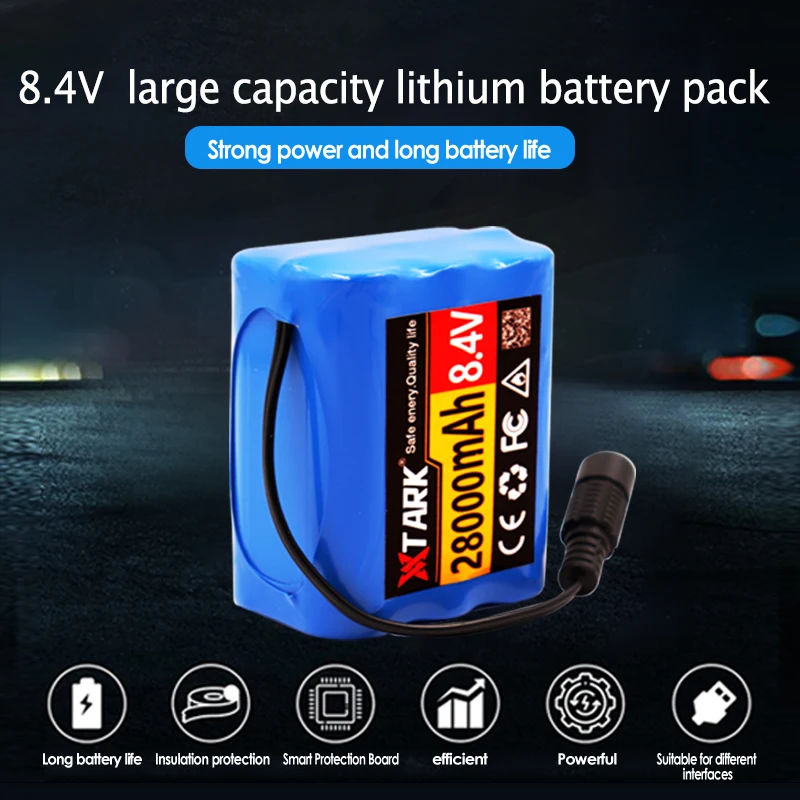 

New 8.4V 28000mAh 18650 Li-ion battery 7.4v 28Ah Li-ion rechargeable battery pack for bicycle lights or headlights