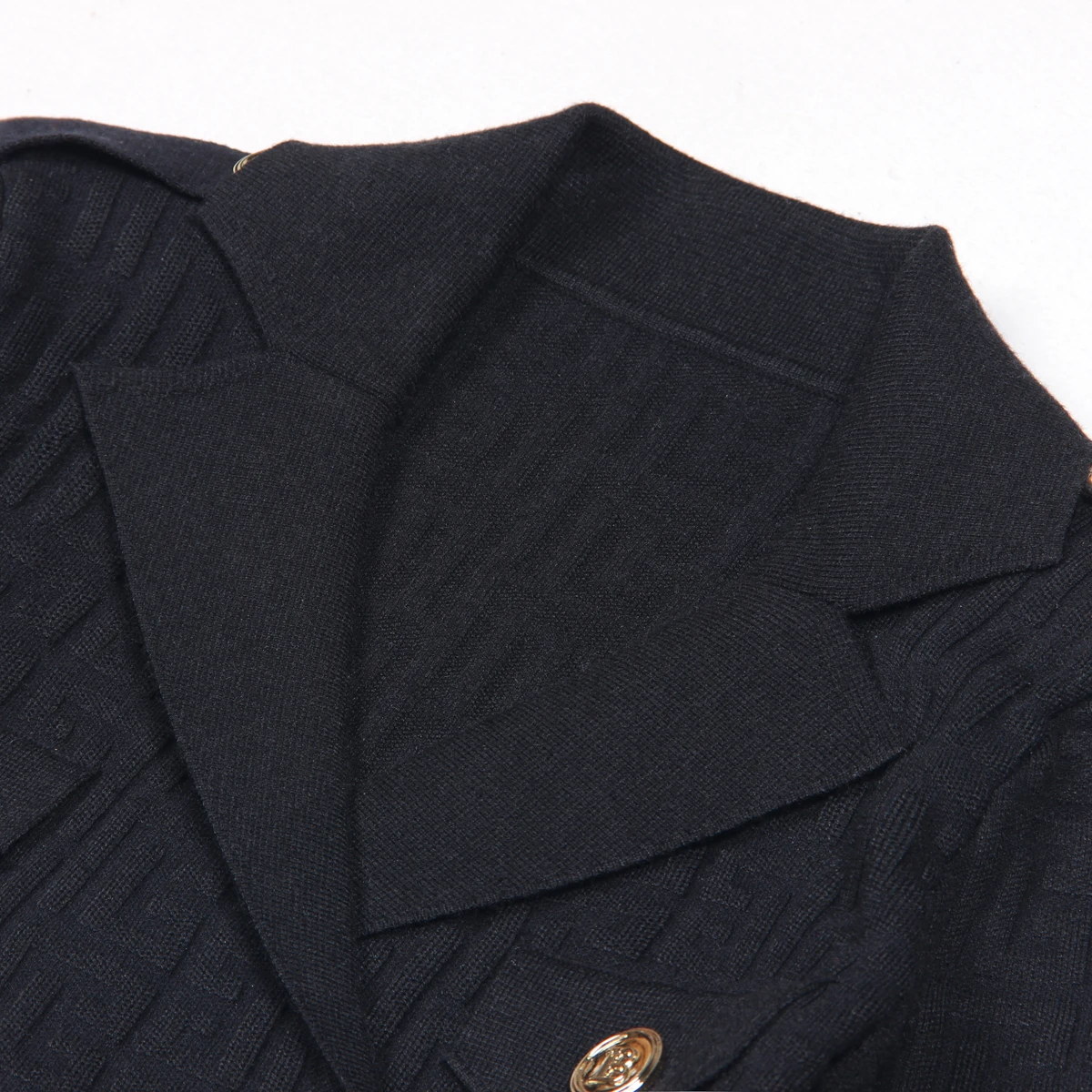 4-kleuren herfst winter effen textuur revers lange mouw dubbele rij knopen ingerichte commuter damesjurk