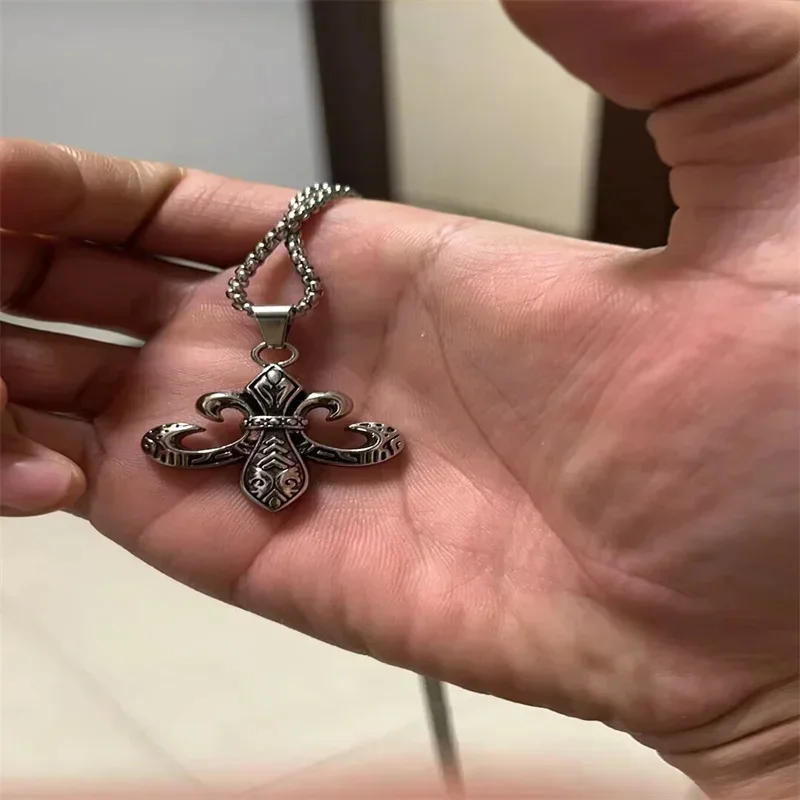 Vintage Cross Pendant Necklace Unisex Versatile Simple Long Sweater Chain Hip Hop Accessory image 3