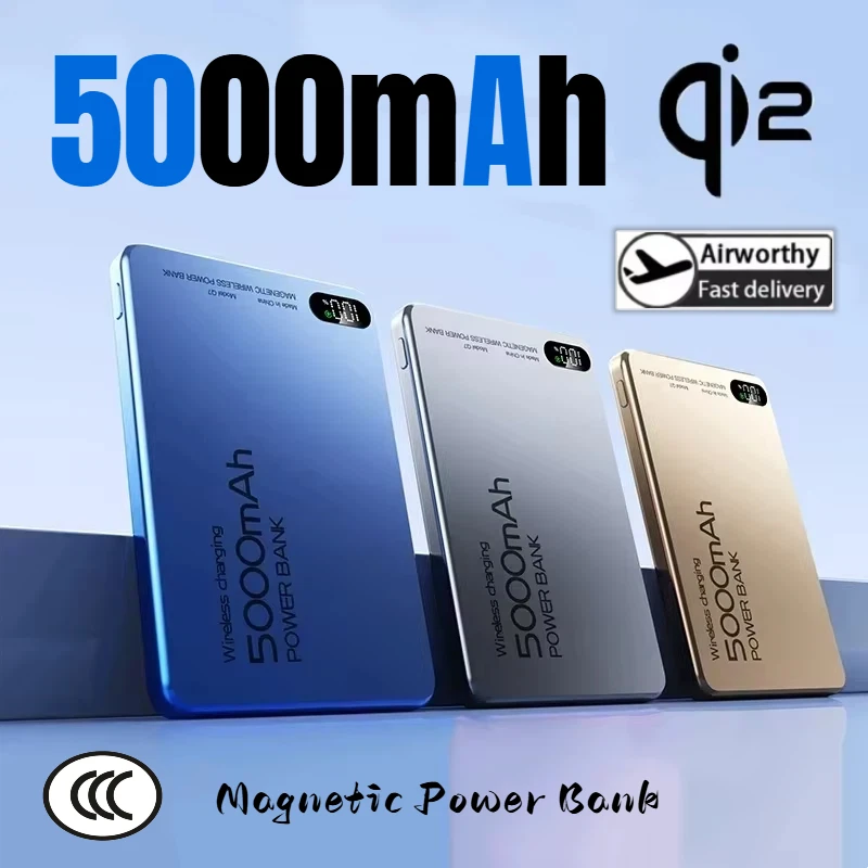 

Ультратонкий магнитный внешний аккумулятор емкостью 5000 мАч PD20W с беспроводной сверхбыстрой зарядкой для iPhone Huawei Samsung Xiaomi