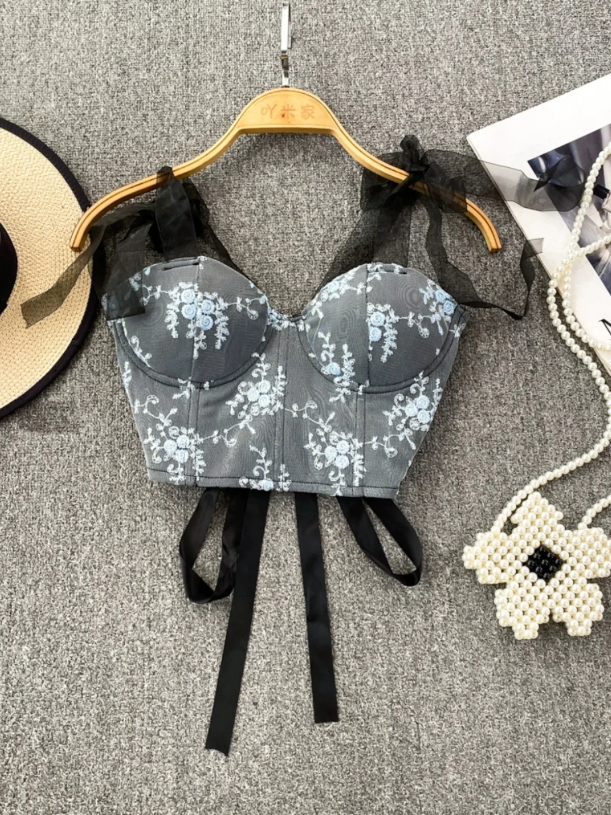 Sweet Spicy Short Women's Tank Top Slimming Outerwear with Chest Pad Fashionable Fishbone Design Summer Casual Style