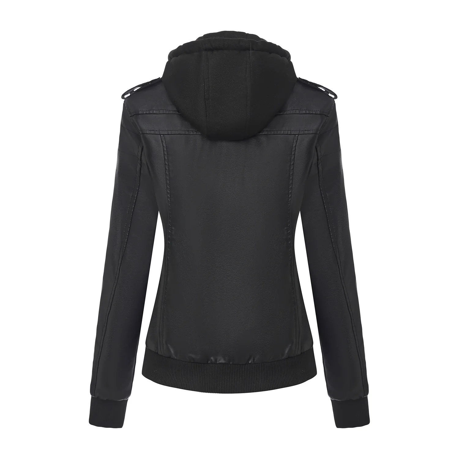 New Women's Women's Removable Hooded Leather Jacket Zipper PU Jacket Large Size Fashion Jacket