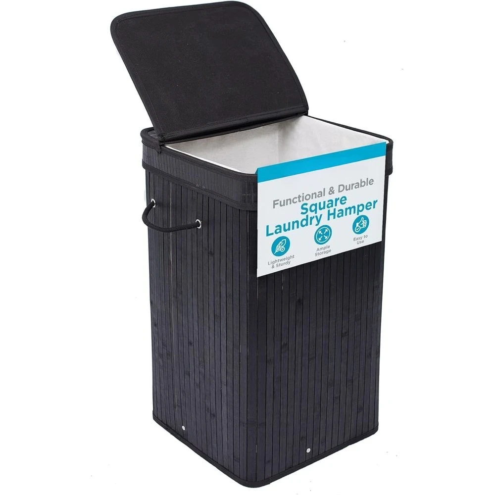 

Collapsible Fabric Laundry Hamper with Lid and Liner, Medium Basket for Clothes and Towels, Ideal for Dorms and Bedrooms