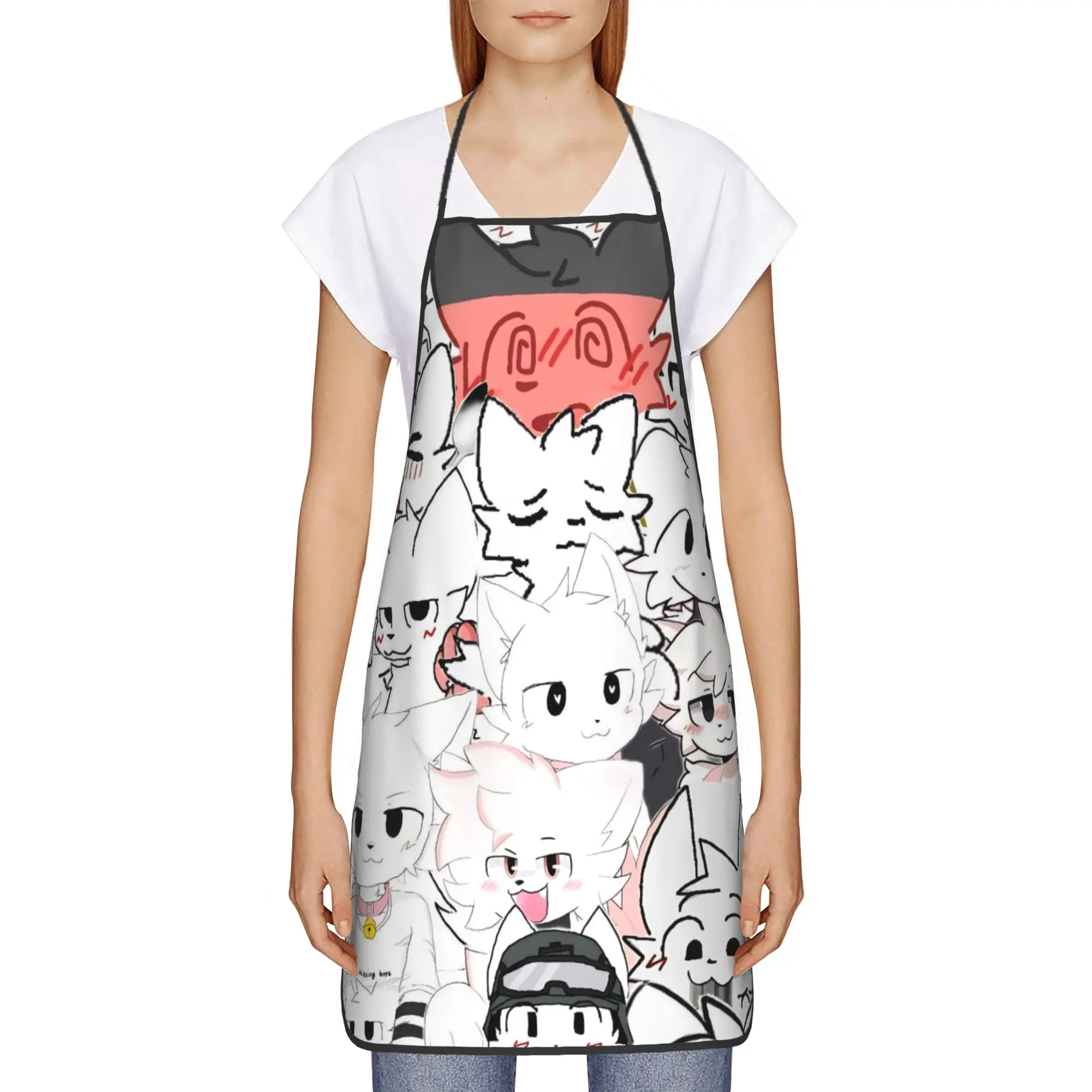 

Women Men Chef Kitchen Cooking Aprons Boykisser Cat Merch Baking Aprons Adjustable Neck Strap Water & Oil Resistant