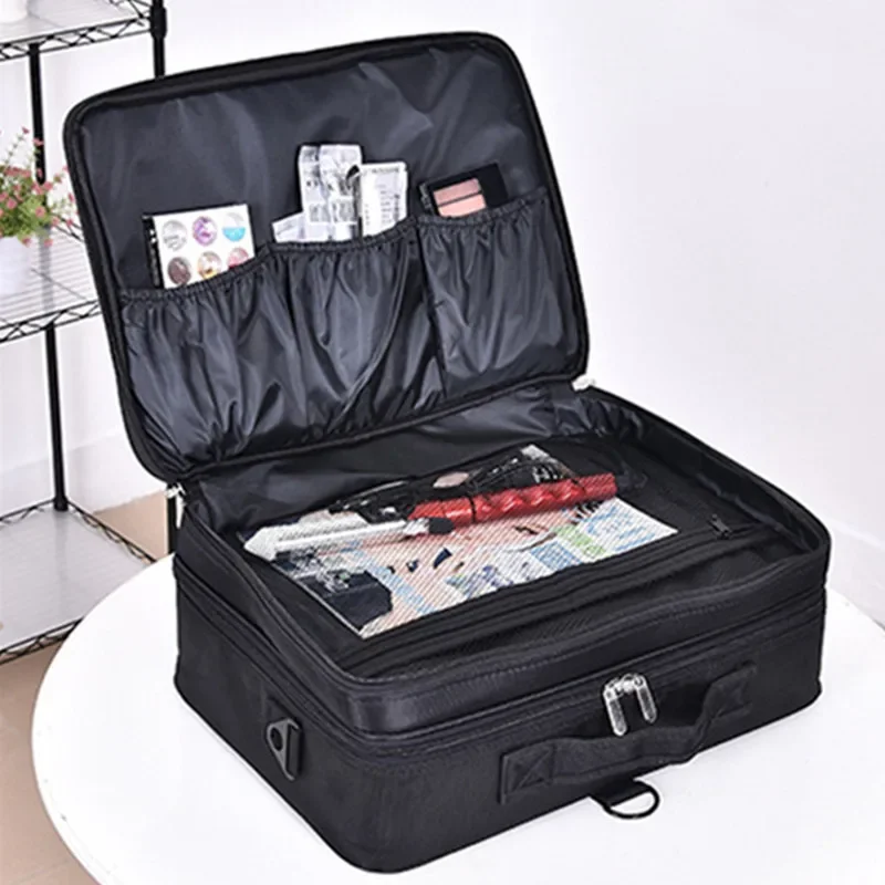 Professional Makeup Shoulder Bag Cosmetic Big Toolbox Storage Handbag with Mirror Travel Beauty Nail Box Messenger Bags Suitcase