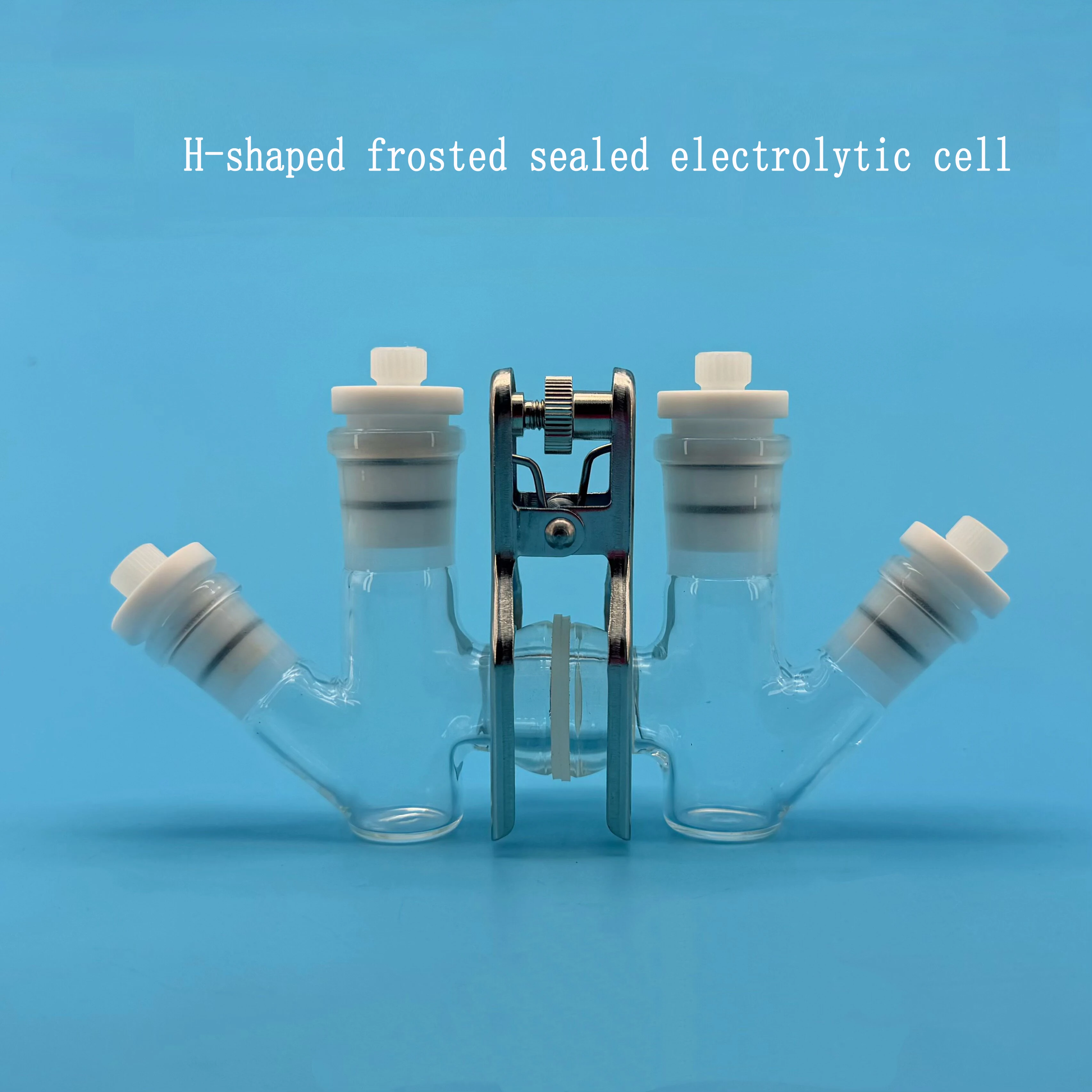 H-type sealed electrolytic cell with three electrode system, capable of clamping membranes, small capacity, and cup sampling