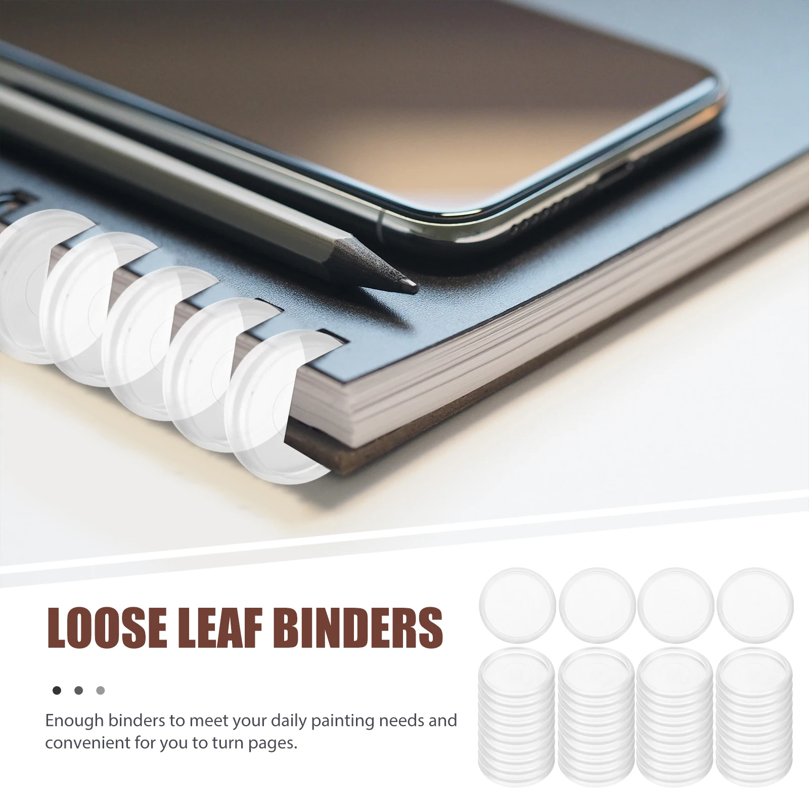 

44pcs Notepad Binding Buckle Office Rings White Discs Abs Scrapbooking Binder Plastic Discbound Expansion Loose Leaf
