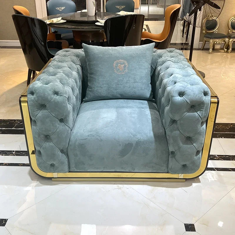 Customized Italian light luxury frosted leather sofa after modern villa living room high-end large family type furniture