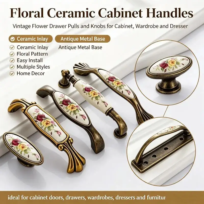 1 Set Waterproof Cabinet Pulls Durable Metal Handles for Wardrobe Closet Cupboard Bathroom Laundry Room Door