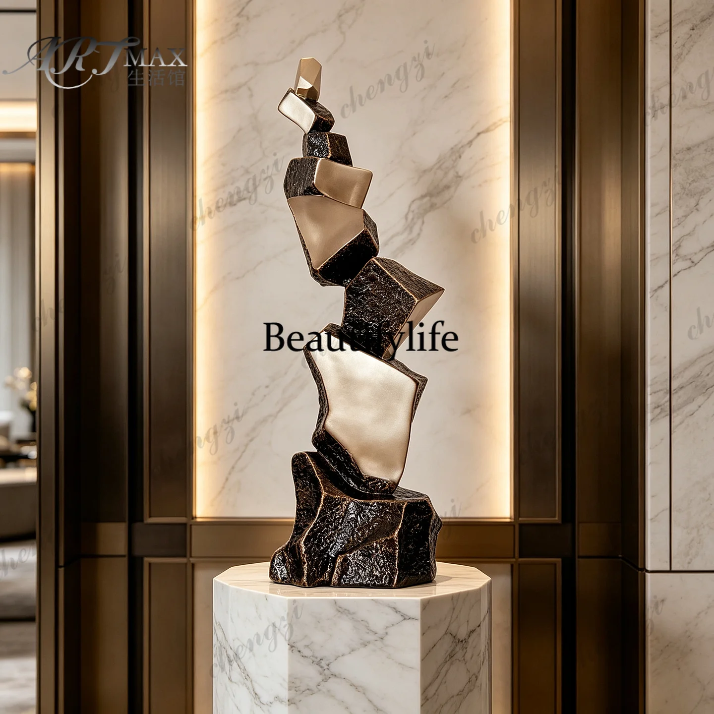 Modern light luxury geometric sculpture ornament living room porch cabinet soft decoration villa model room fiberglass