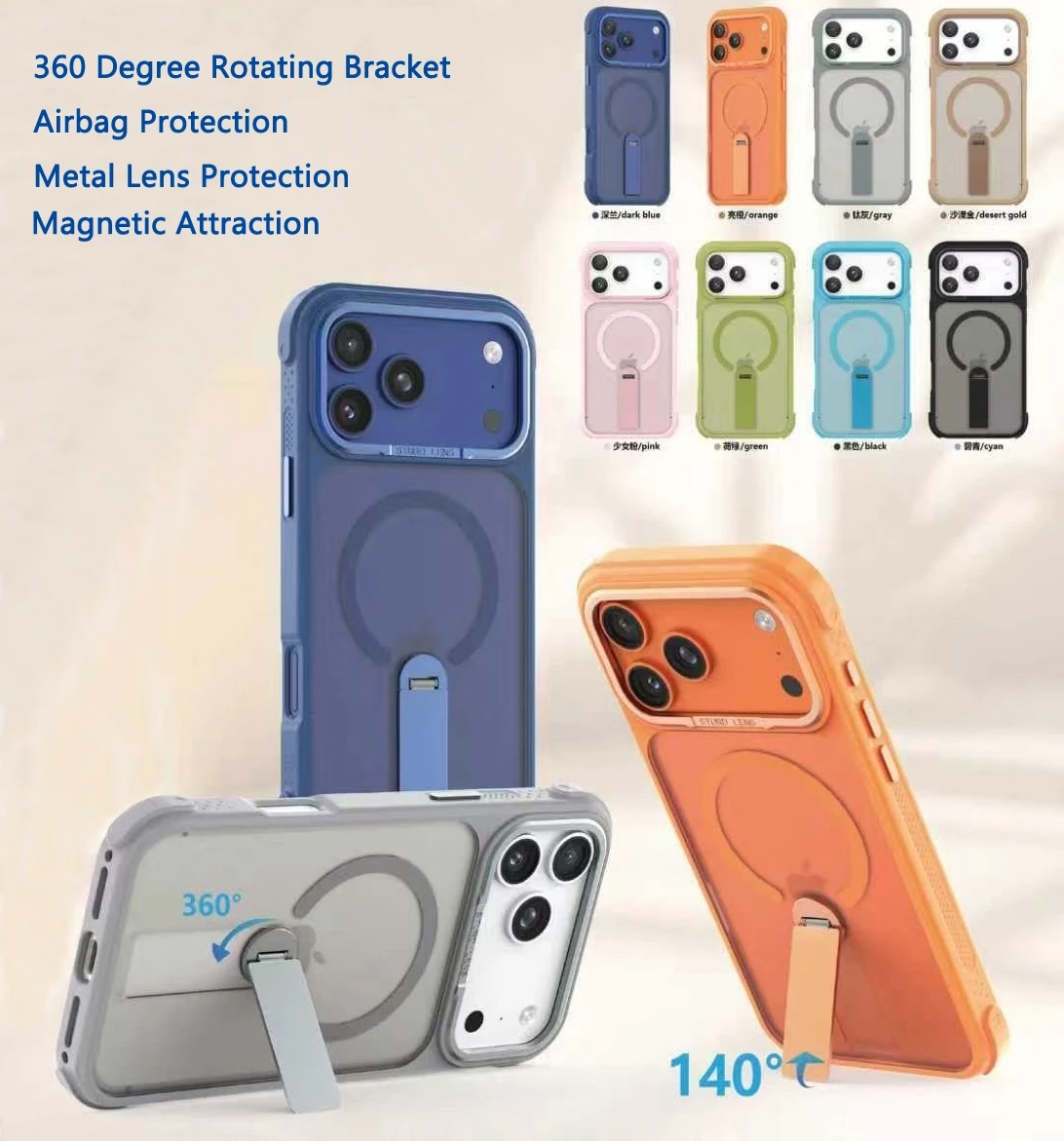 

Подушка безопасности Anti-Drop 360° ° Чехол с вращающимся кронштейном для iPhone 12, 13, 14, 15, 16, 17 Pro Max, чехол для телефона с магнитной беспроводной зарядкой и подставкой