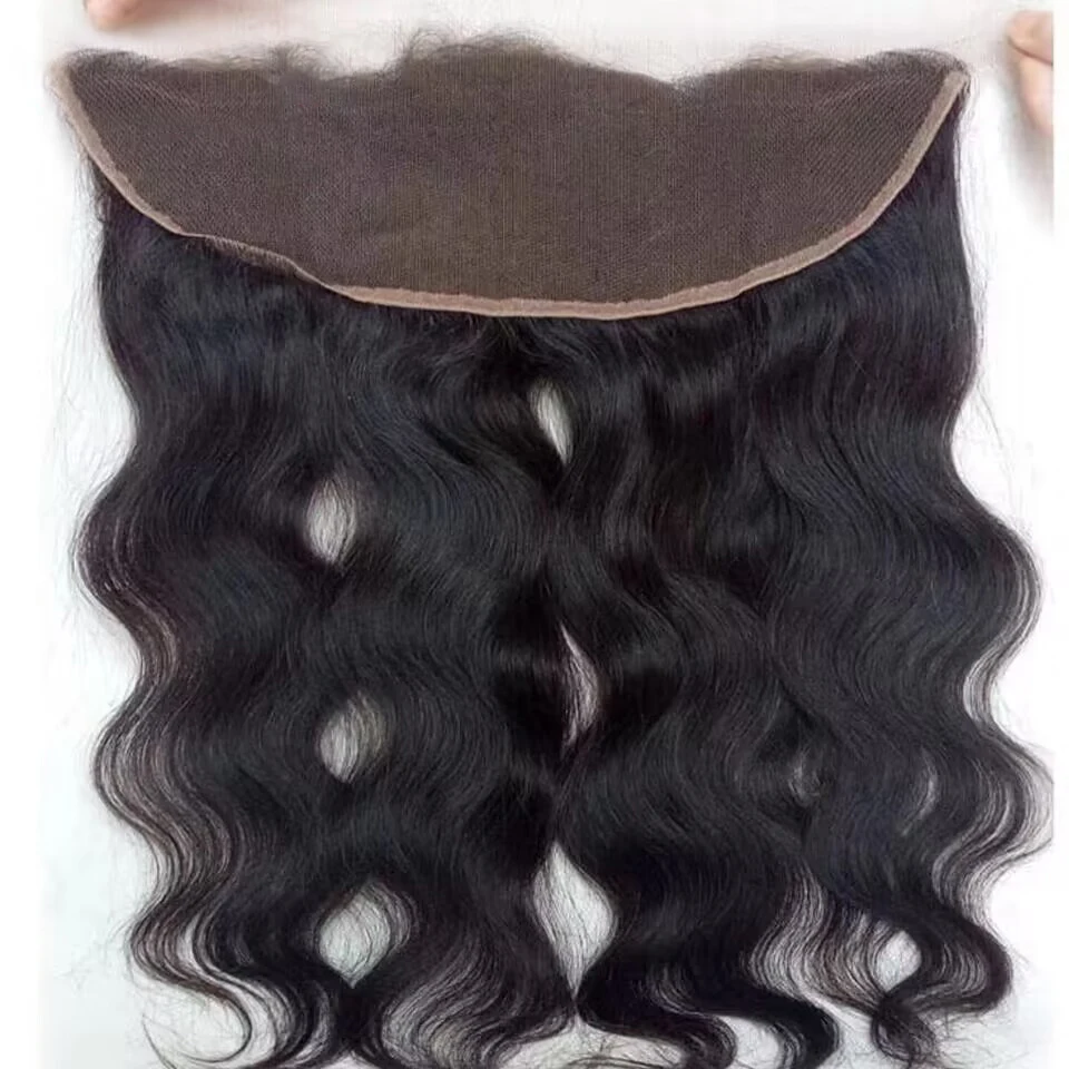 

Wavy human hair, 13x4mm, lace closure, Brazilian human hair tie with high-definition lace closure, pre-elastic natural hairline, natural black.