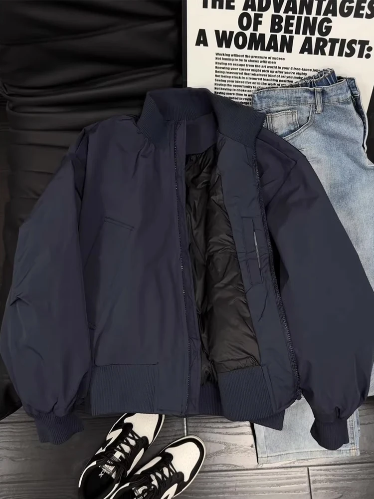 

Cleanfit Thiened ort Flight Jaet Men's Winter Coat Warm Stand Collar Downproof Windproof Zipper Closure Color