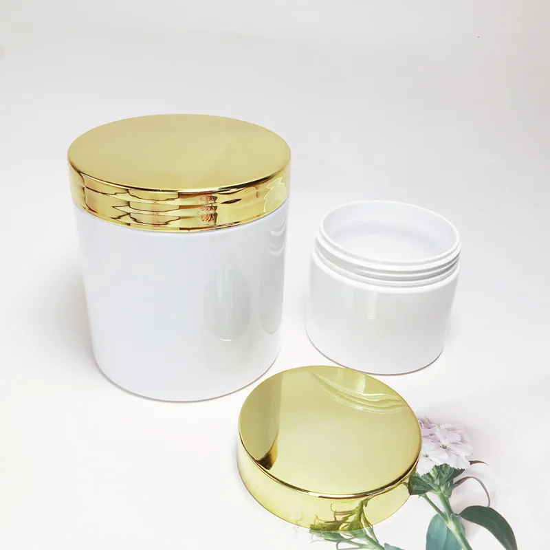 

Wholesale 50-500ml Storage Jars With Electroplated Lids Round Canister Empty Plastic Cosmetic Jars Food Travel Bottle Pot