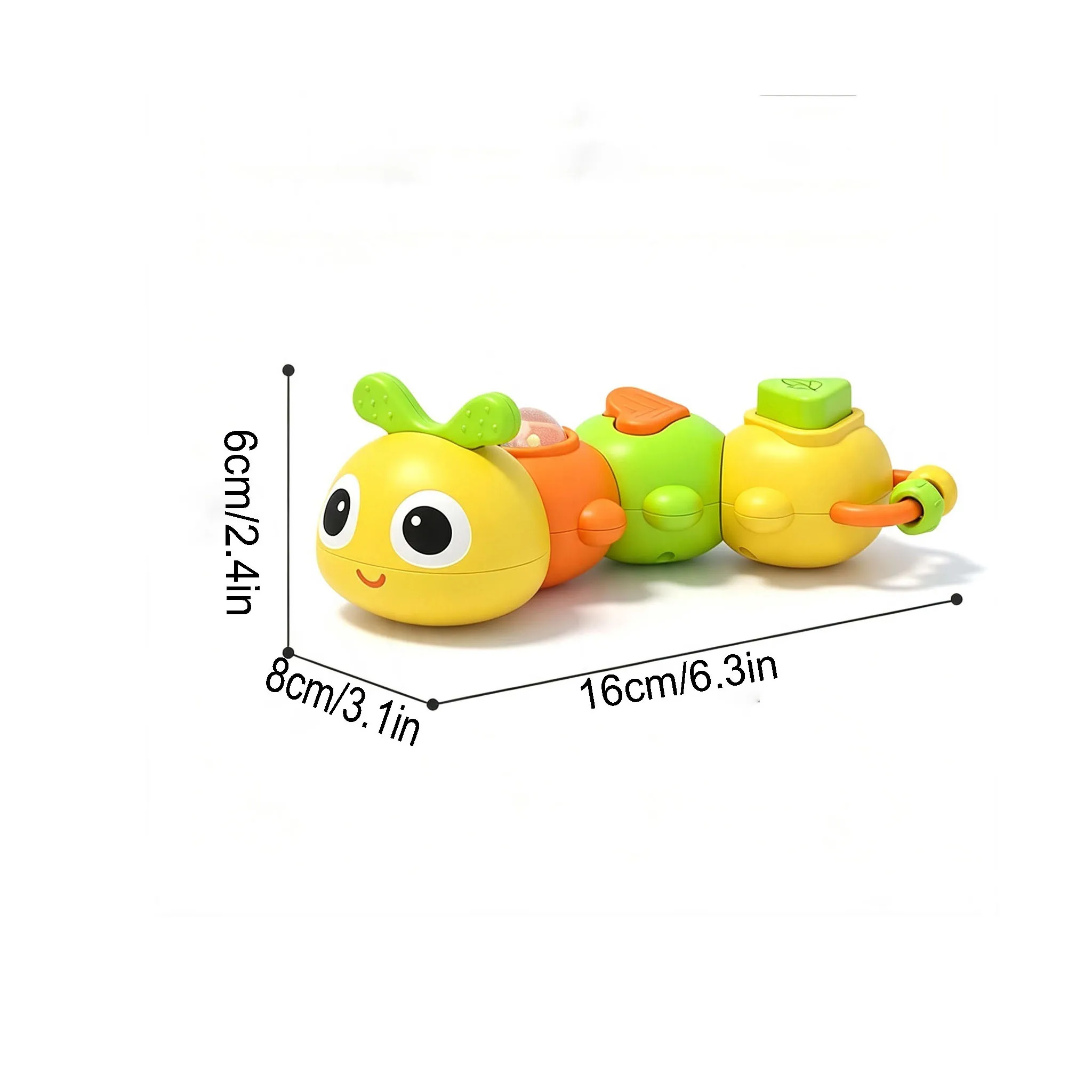 Montessori Tummy Time Caterpillar Toy For Baby 6 In 1 Grasping Teething Fine Motor Sensory Play view 2