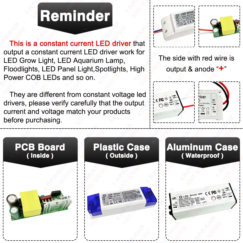 40W 45W 48W 50W 60W LED Driver Constant Current 600mA 900mA 1500mA 1800mA 2100mA DC 54-96V 36-65V 18-39V Lighting Transformers