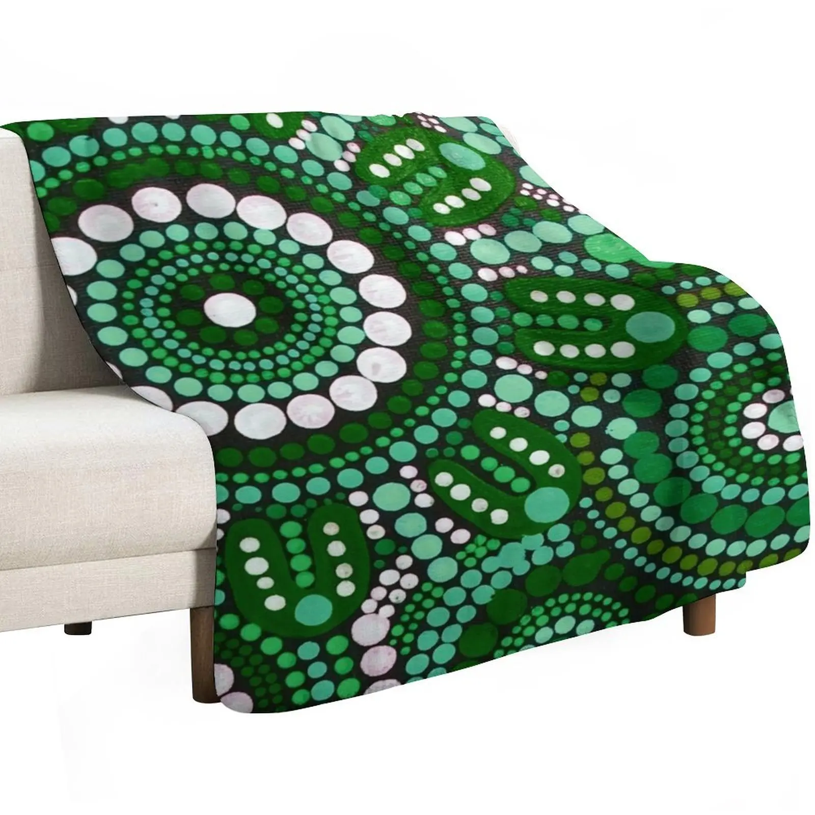 Australian Aboriginal Art Green Pattern Family Gathering Throw Blanket bed plaid Kid'S For Decorative Sofa Blankets