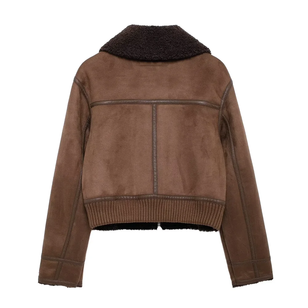 2024 Sheepskin  suede  Maillard  lamb fur  double-sided fur  one-piece lapel  jacket  women's jacket