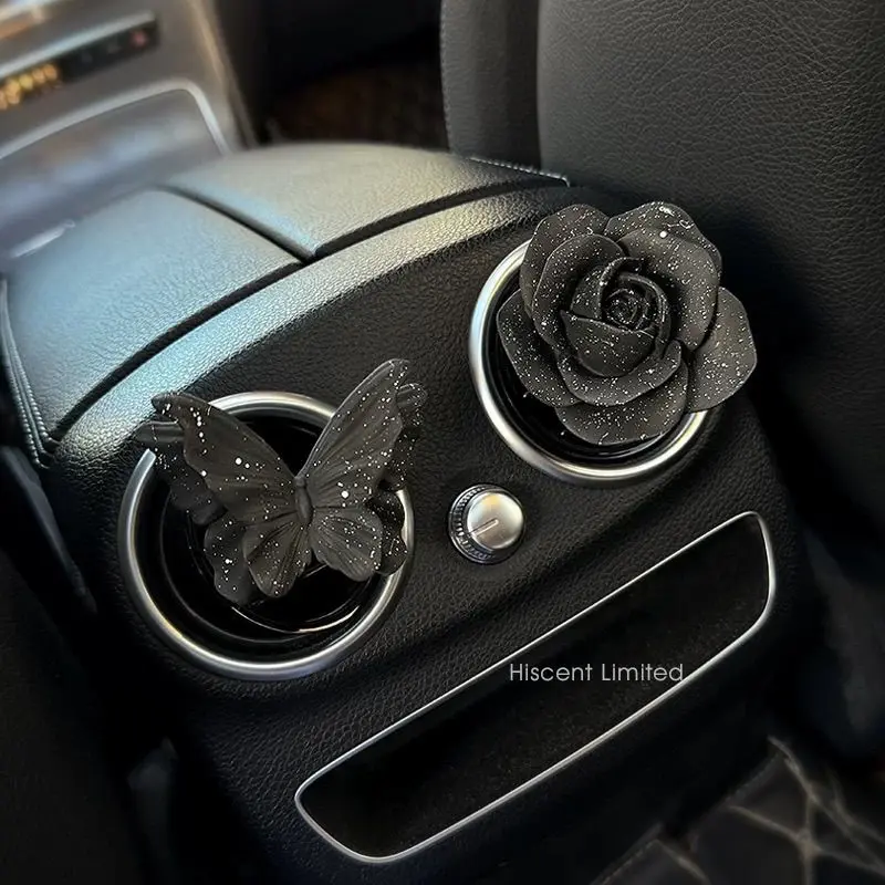 Starry Rose Butterfly Car Air Vent Aroma Stone Diffuser Romantic Fragrance Clip Auto Decor Gift view 4