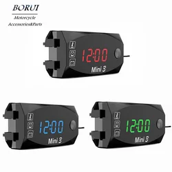 Multifunction Voltimetro Digital Time Clock Thermometer Voltmeter DC 12V 3 In 1 LED Display Motorcycle Scooter Car Boat IP67