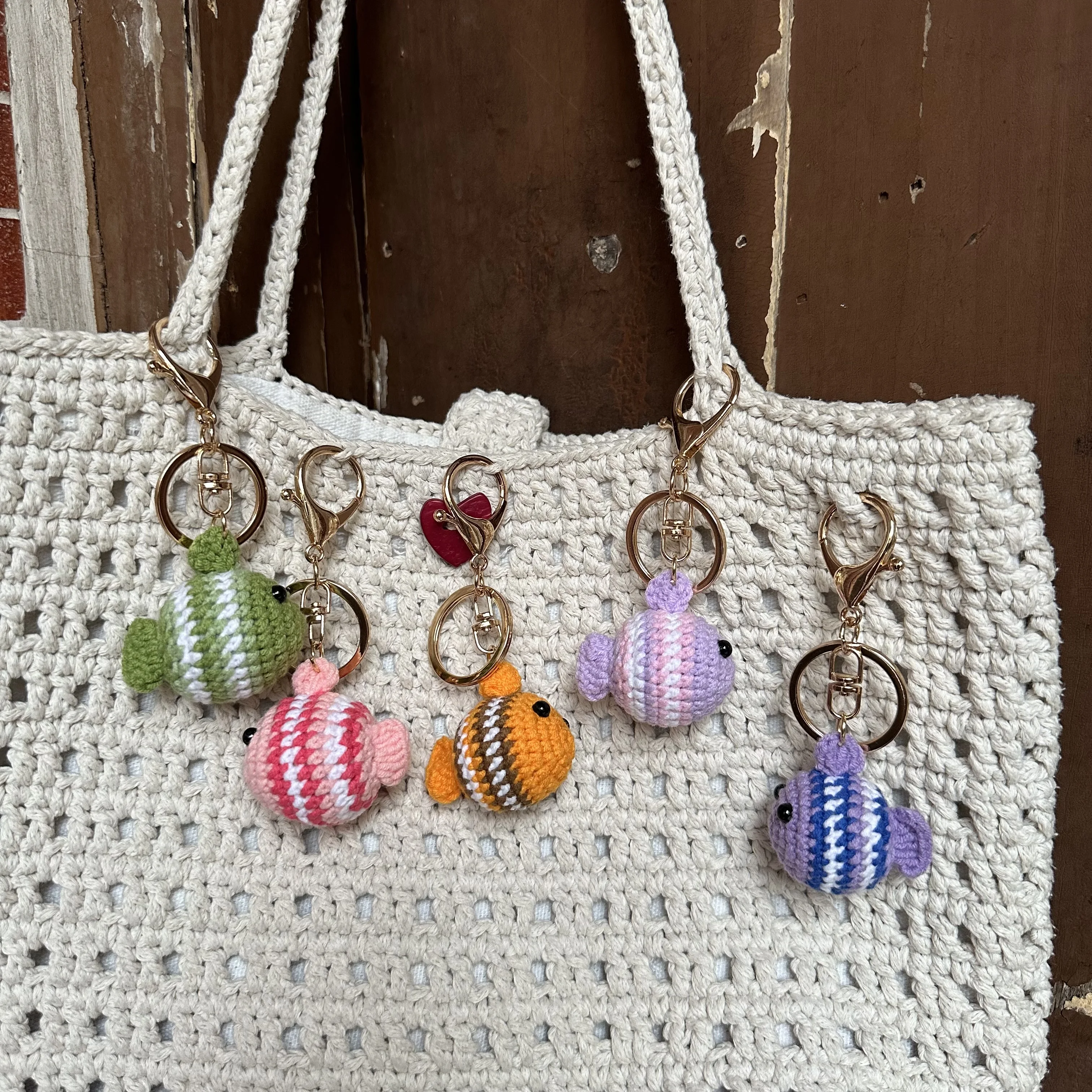 5cm Handmade Hook Knitted Small Fat Fish Keychain Hand-woven Pendant Cute Small Fish Keychain Creative Hanging Decoration