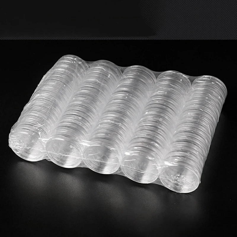 200Pc/Set 45Mm Clear Round Plastic Coin Protector Storage Box Display Cases Coin Money Pence Holder Case Collectibles Gifts