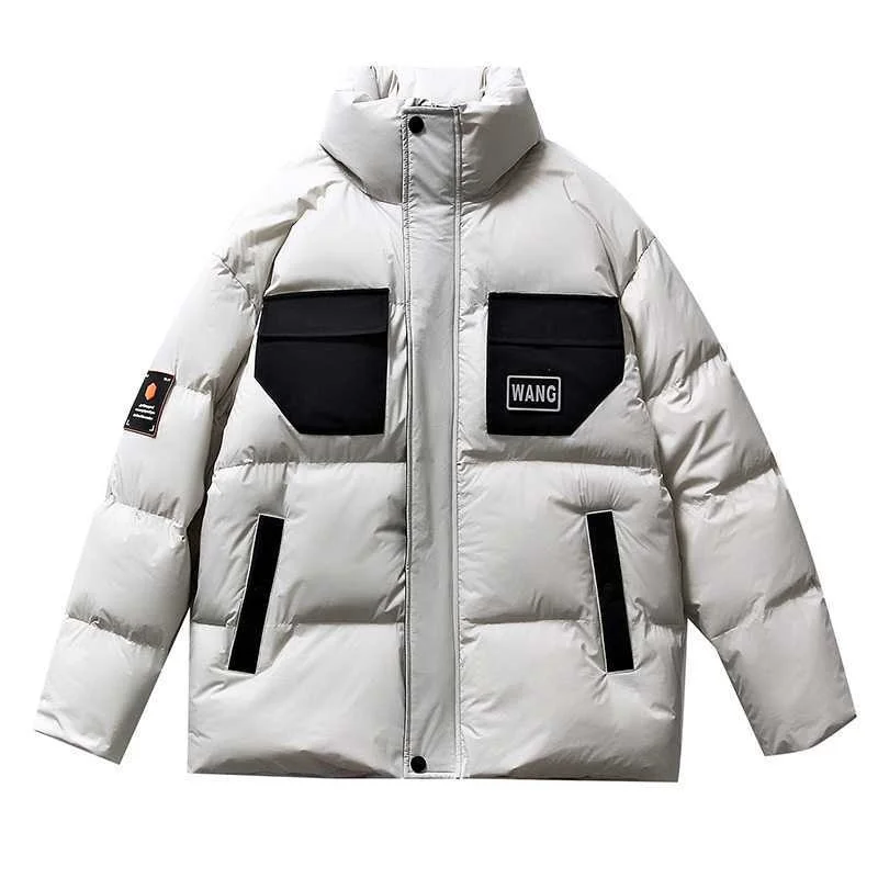 

Winter Cotton Padded Coat Men's Warm Parkas Solid Color Streetwear s Male Jackets Windproof Casual Men