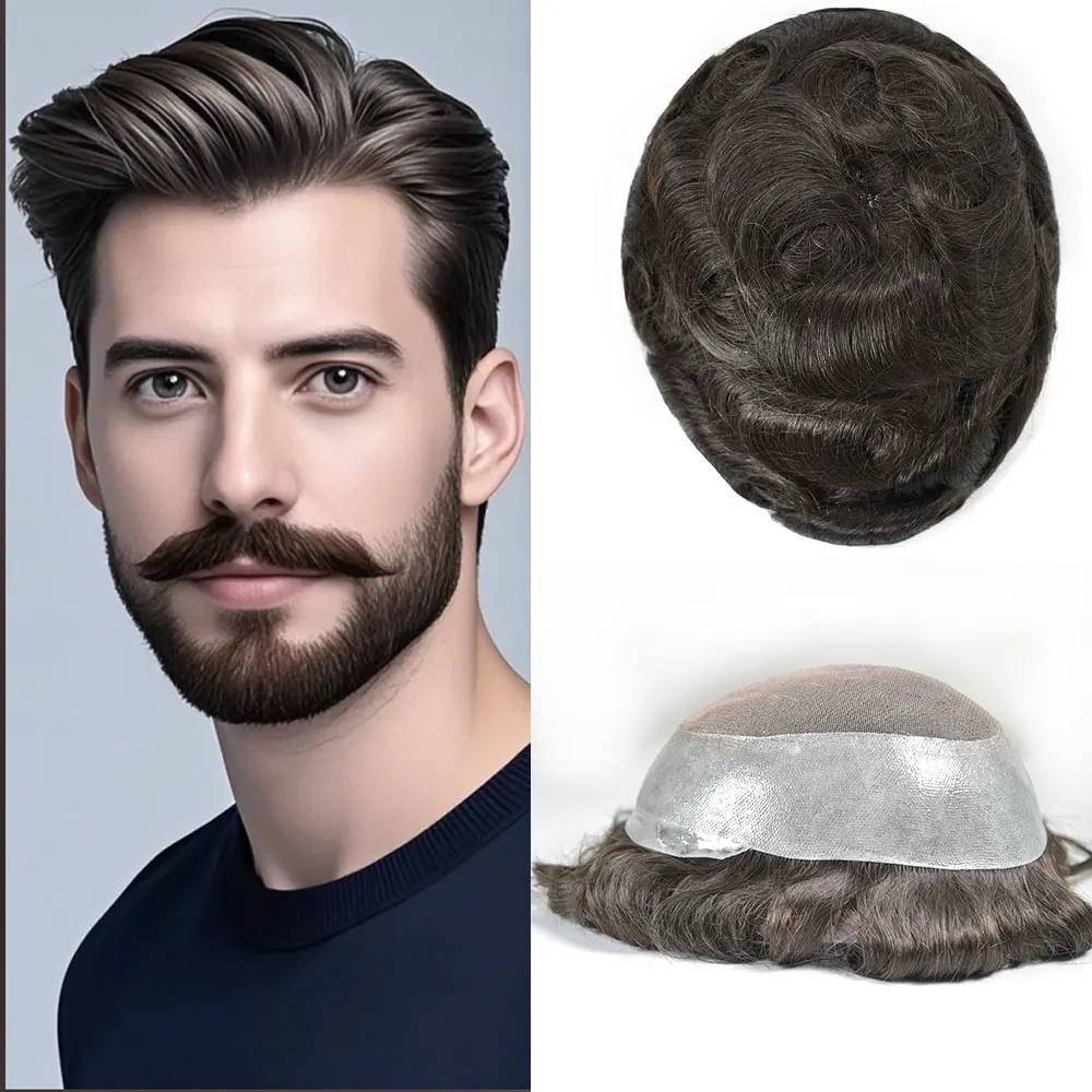 Australia Style Hand Curly Toupee Men Wigs Real Human Hair Replacement System Hair Piece Swiss Lace Top Natural Hairline 8x10