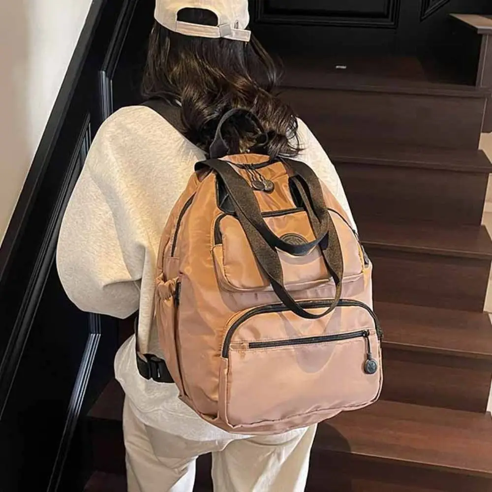 

Korean Style Sport Nylon Backpack Large Capacity Nylon Travel Shoulder Bag Solid Color Niche Design Fitness Bag Swimming